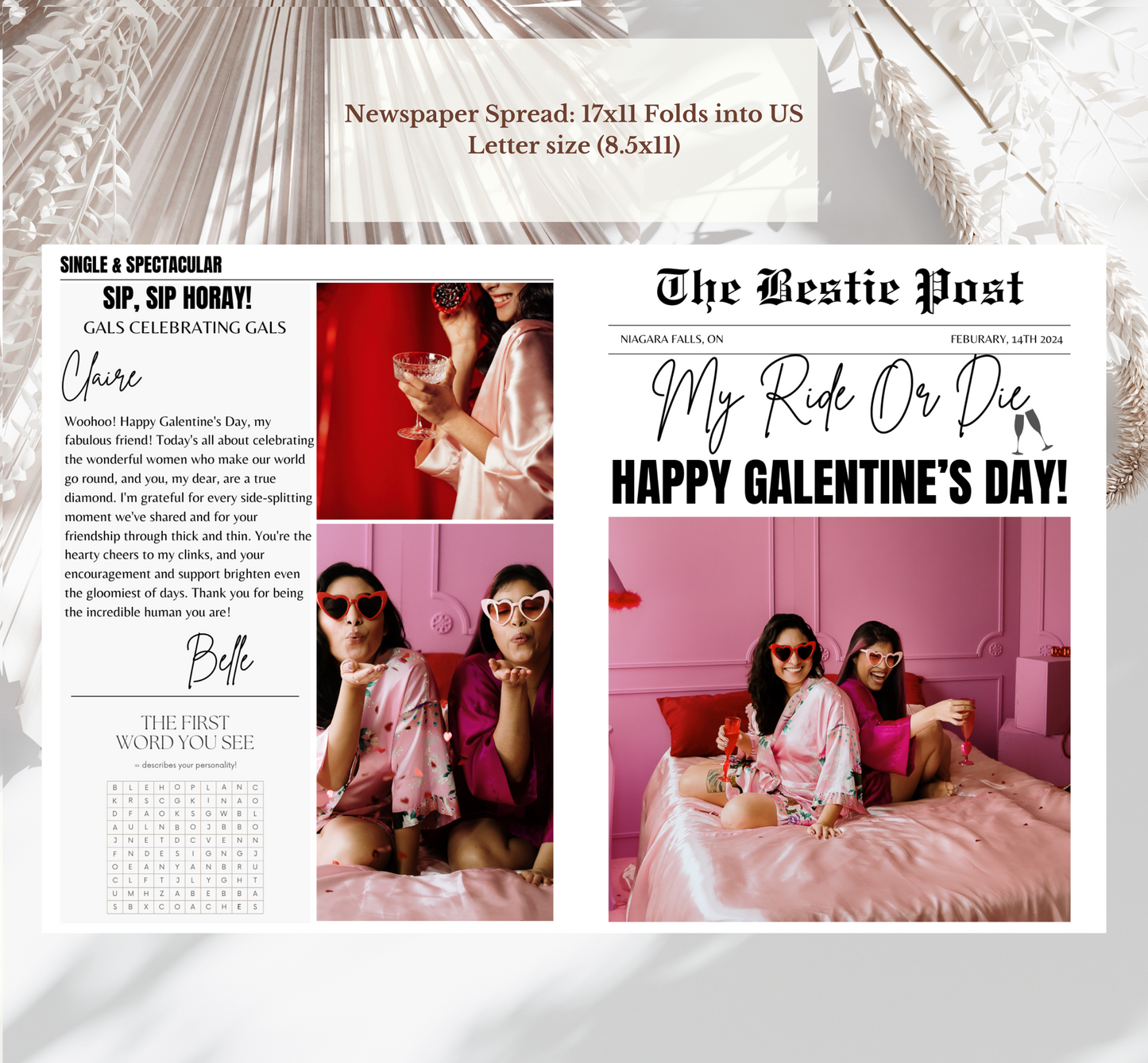 Galentine's Newspaper Template