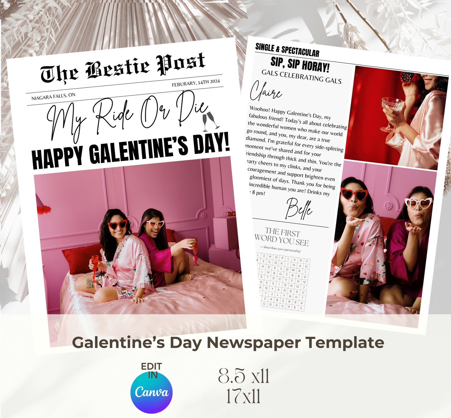 Galentine's Newspaper Template