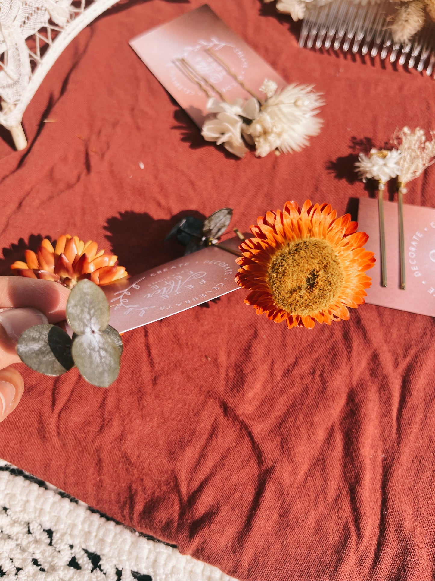 Orange & Eucalyptus hair pins