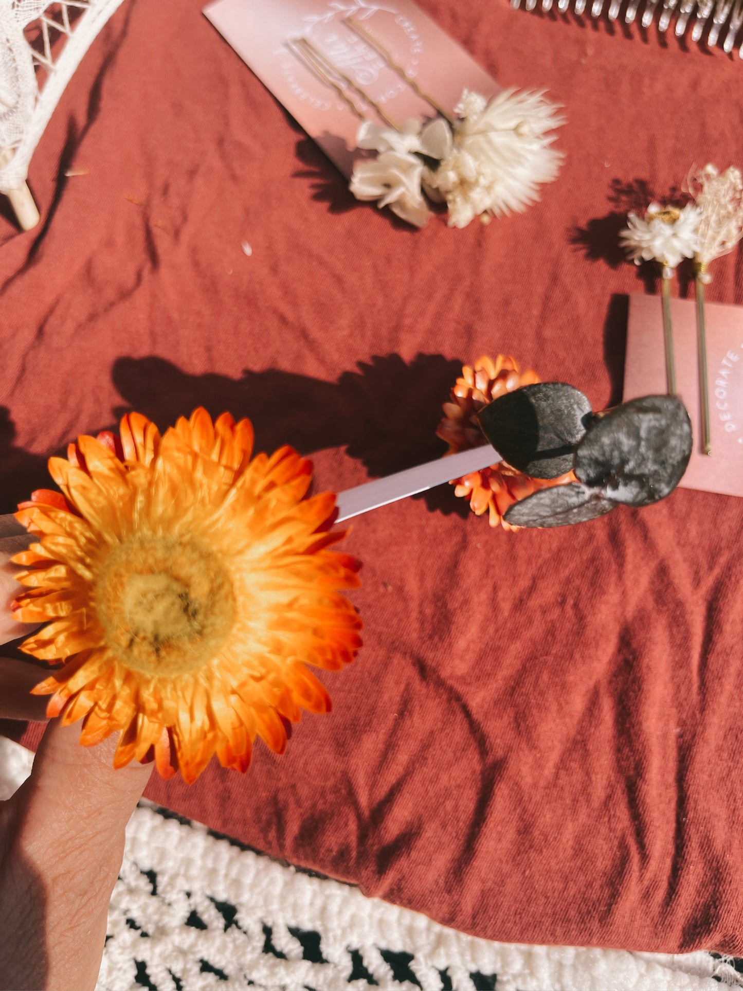 Orange & Eucalyptus hair pins