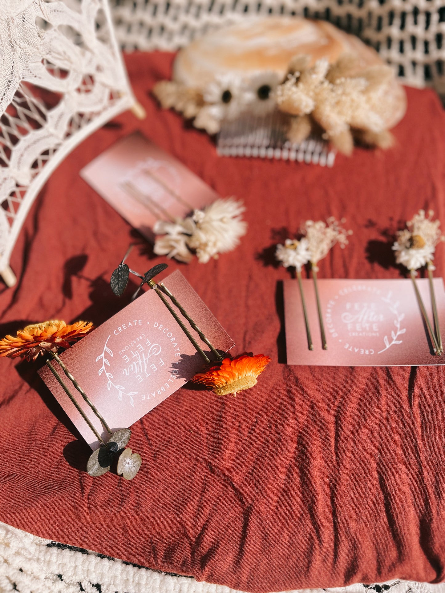 Orange & Eucalyptus hair pins