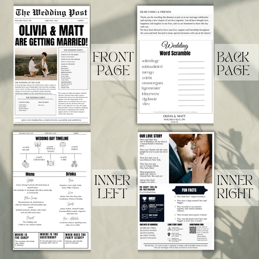 Foldable Newspaper Wedding Program Template